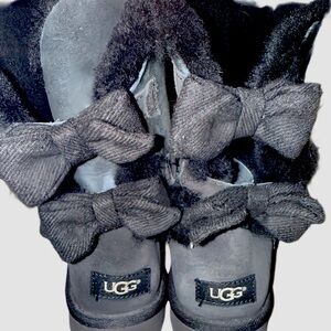 UGG Black Furry Bow Boots